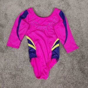 Freestyle Danskin Girls' Gymnastics Leotard Size 7/8 M Pink Sparkling Acro Dance